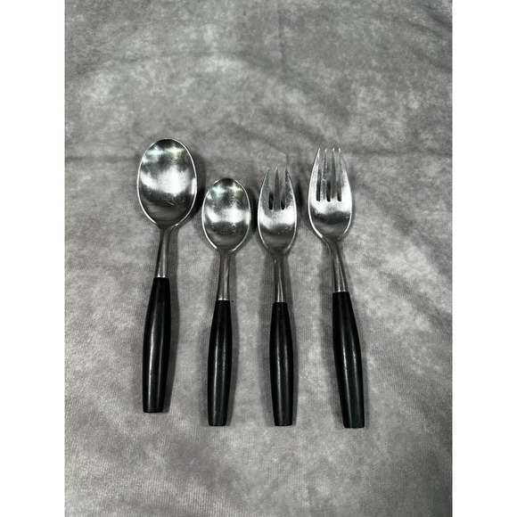 Dansk Dinner Fork SpoonKongo Black Handle Stainless Flatware Made in Germany‎